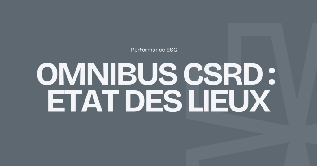 couverture avec le texte "omnibus CSRD : état des lieux"